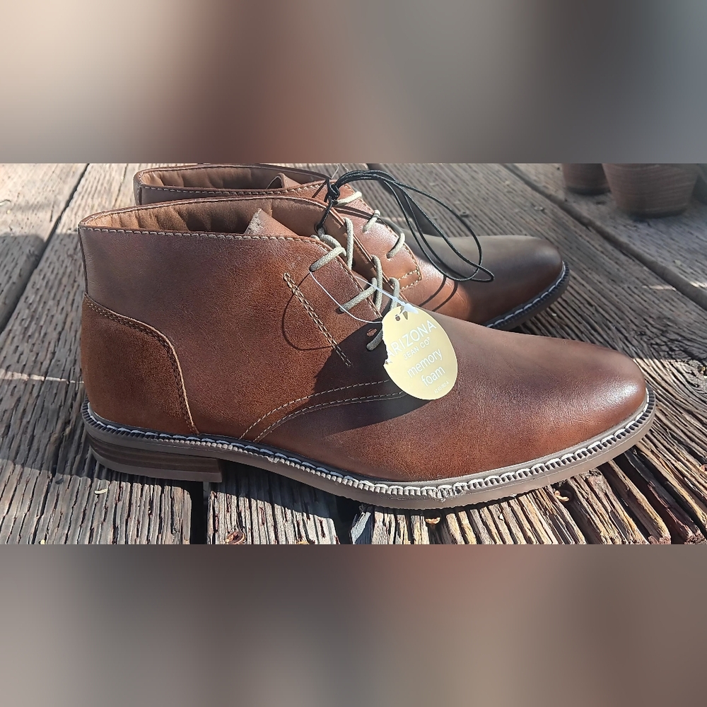Arizona Jean Co Mens Boots Memory Foam Brown Gleeson Cognac Size 8